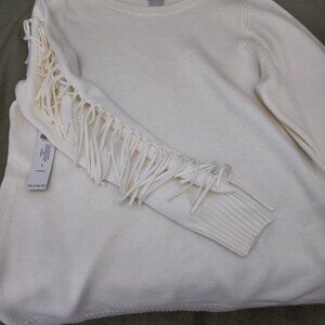 NWT Chico's Fringe Sleeve Pullover Sweater